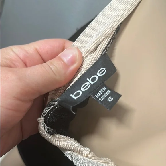 Bebe Elegant Black and Cream Bandage Bodycon Dress Women's Size XS - Picture 9 of 10